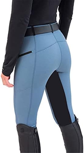 Pantalon d'équitation pour femme de couleur bleu clair - Taille haute - Avec poche pour téléphone portable – Image 2