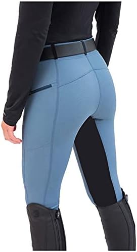 Pantalon d'équitation pour femme de couleur bleu clair - Taille haute - Avec poche pour téléphone portable