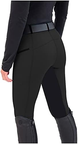 Pantalon d'équitation pour femme de couleur Noir - Culotte équitation Avec poche pour téléphone portable
