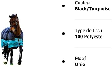 Mio T/O Lite Noir/turquoise, Black/Turquoise & Black : couverture cheval élégante – Image 2