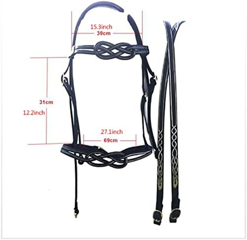 Brides pour cheval - Rênes d'équitation en cuir rembourrées - Boucle de joue simple - Accessoires de course de cheval - Taille ajustable (noir) – Image 6