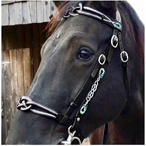 Brides pour cheval - Rênes d'équitation en cuir rembourrées - Boucle de joue simple - Accessoires de course de cheval - Taille ajustable (noir)